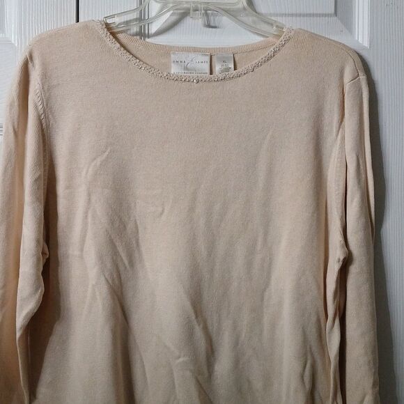 Emma James ivory silk and cashmere blend lightweight sweater Sz XL NWT - Picture 3 of 8